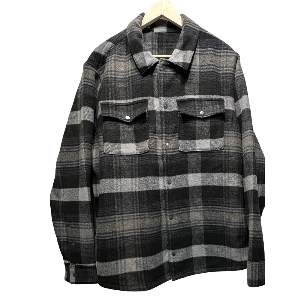 VRST Mens XL Plaid Wool Blend Flannel Shirt Jacket Button Up Long Sleeve‎ Warm